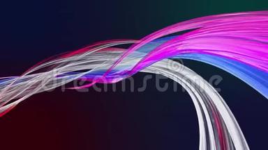 五颜六色的条纹在彩虹中形成圆形扭曲，在一个圆圈中移动。 无缝创意背景，循环3d